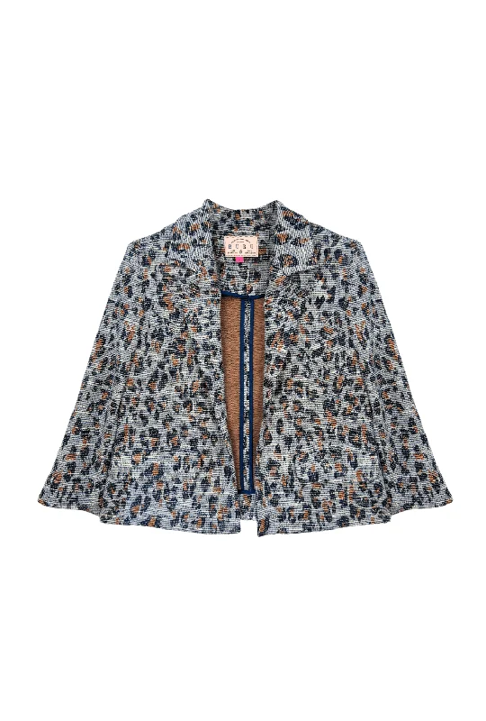 BURU x Val Knit Blazer - Navy Cheetah Women's Stripe Blazer