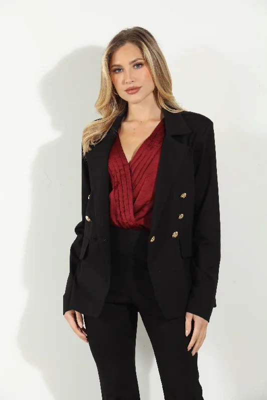 Button Ponti Blazer Women's Denim Suit