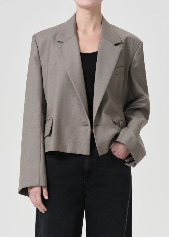 Shoreditch Ski Club x AGOLDE Callie Cropped Blazer in Khaki Wool Women's Denim Suit