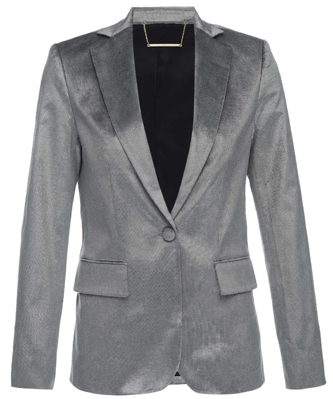 Frame - Classic Blazer in Silver Women's Elegant Suit