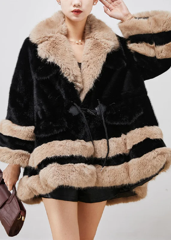 Classy Black Oversized Patchwork Faux Fur Trench Winter Stylish Full-Length Trench Coat Classy Black Oversized Patchwork Faux Fur Trench Winter Stylish Full-Length Trench Coat