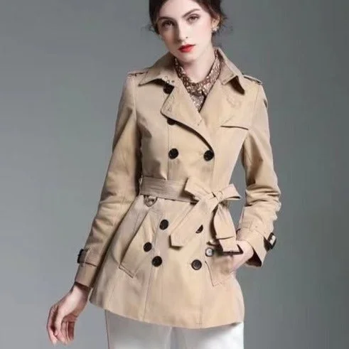Latest Short Trench Coat For Women Trendy Wide-Collar Trench Coat