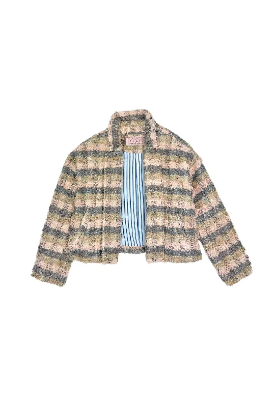 Cropped Blazer - Iridescent Tweed Women's Elegant Suit