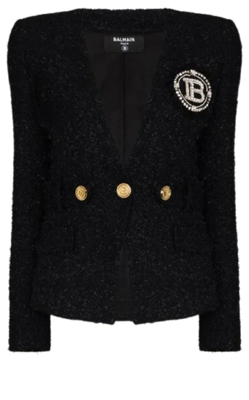 Crystal Logo Metallic Tweed Blazer Women's Adventure Blazer