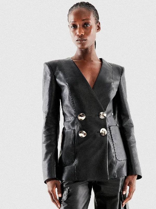 CURVE CLAUDE RECYCLED LEATHER BLAZER Women's Unique Blazer