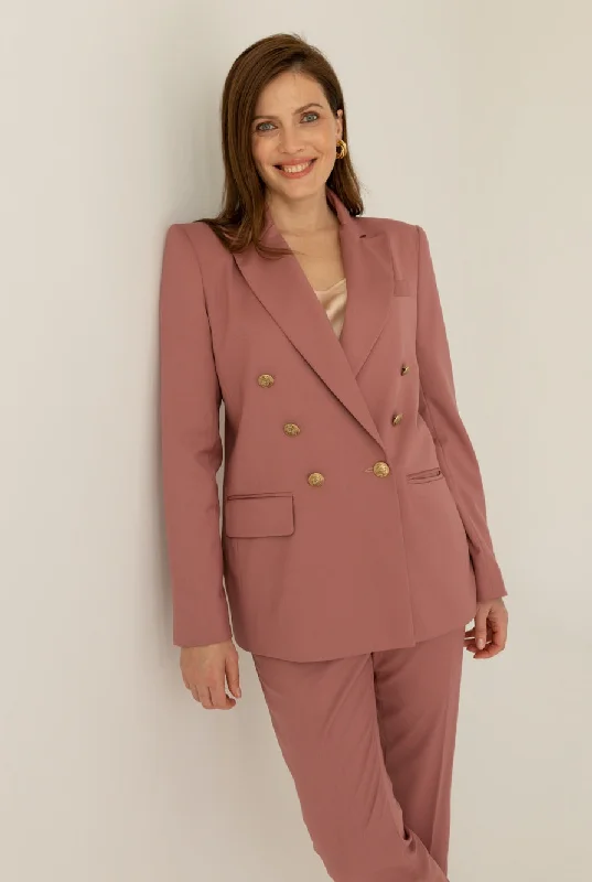 Double-breasted Blazer Dusty Pink Women's Fashion Blazer