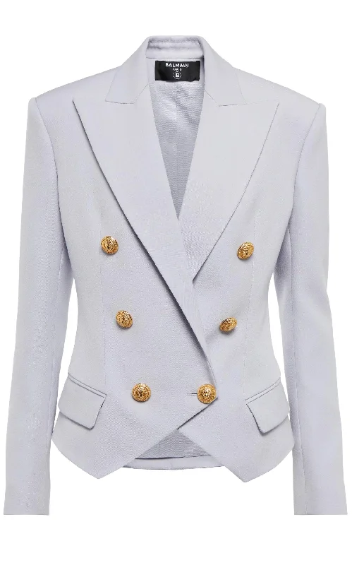 Double Breasted Blue Wool Blazer Slim Fit Blazer