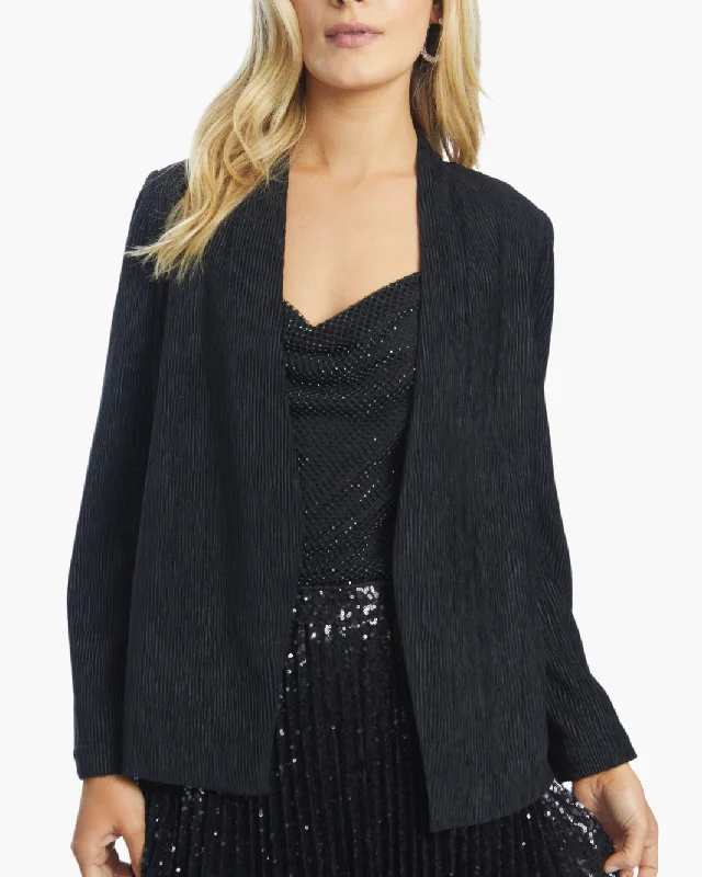 ELIZE BLAZER IN BLACK TEXTURED VELVET Women's Premium Blazer
