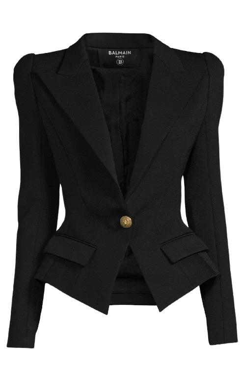 Flap-pockets Single-breasted Blazer Women's Unique Blazer