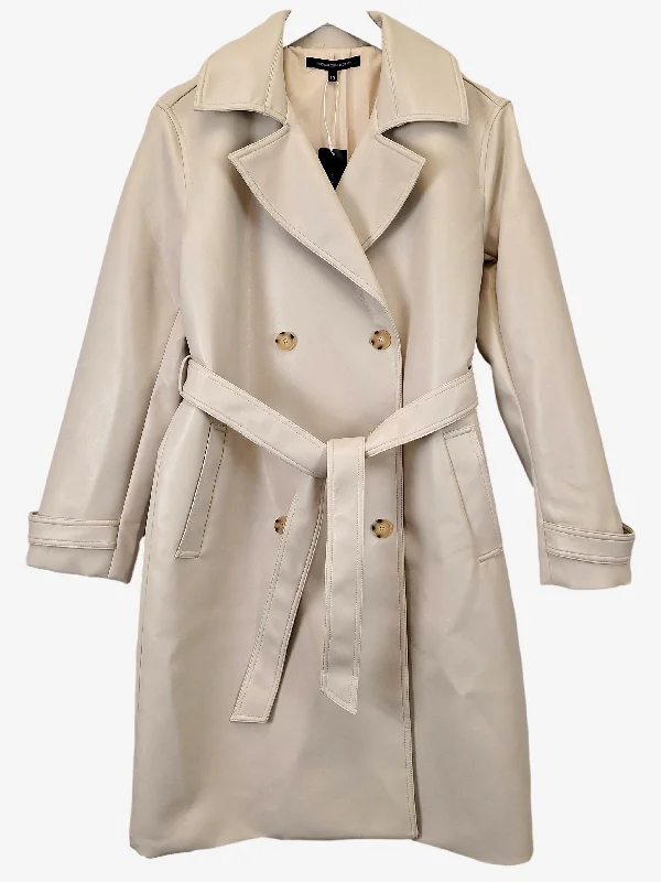 French Connection Chic Cream Faux Leather Trench Coat Size 10 Classic Double-Breasted Wool Trench French Connection Chic Cream Faux Leather Trench Coat Size 10 Classic Double-Breasted Wool Trench