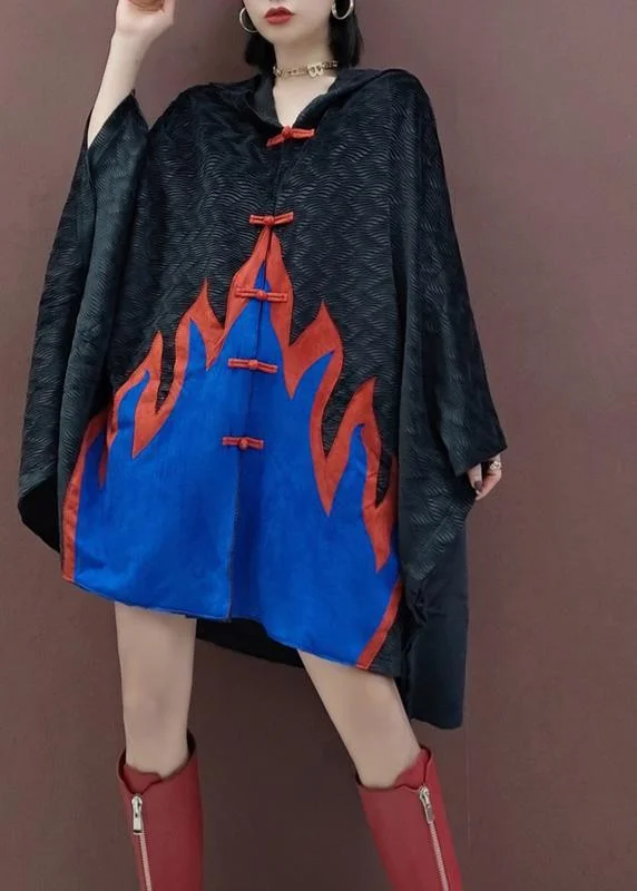 Handmade Black Plus Size Trench Coat Outfits Hooded Chinese Button Spring Coat Fashionable Short Trench Jacket Handmade Black Plus Size Trench Coat Outfits Hooded Chinese Button Spring Coat Fashionable Short Trench Jacket