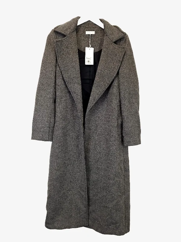 Kookai Charcoal Prague Winter Trench Coat Size 6 Modern Military Style Trench