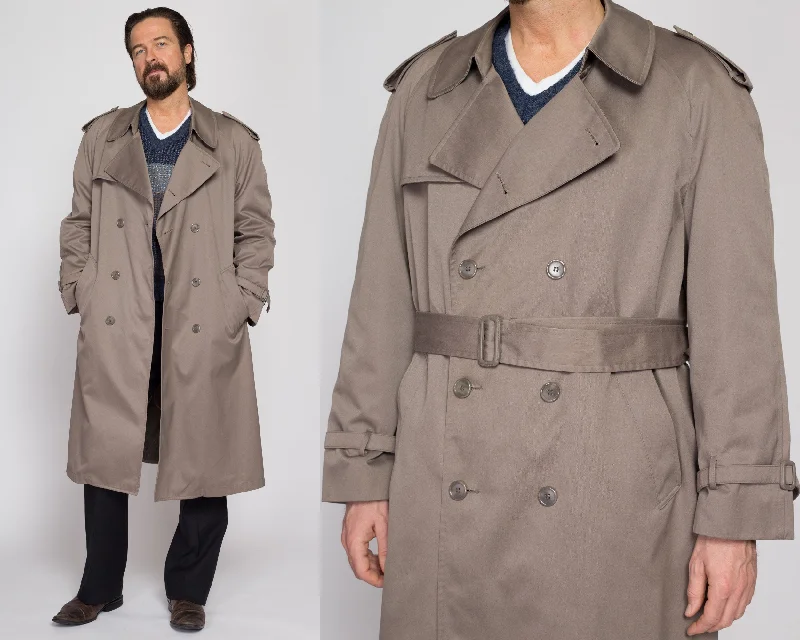 Large Vintage London Towne Taupe Trench Coat 44 Regular Casual Trench Coat for Women