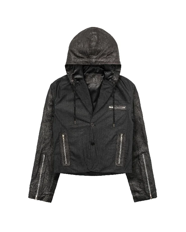 Leather Hooded Blazer Women's Boutique Suit
