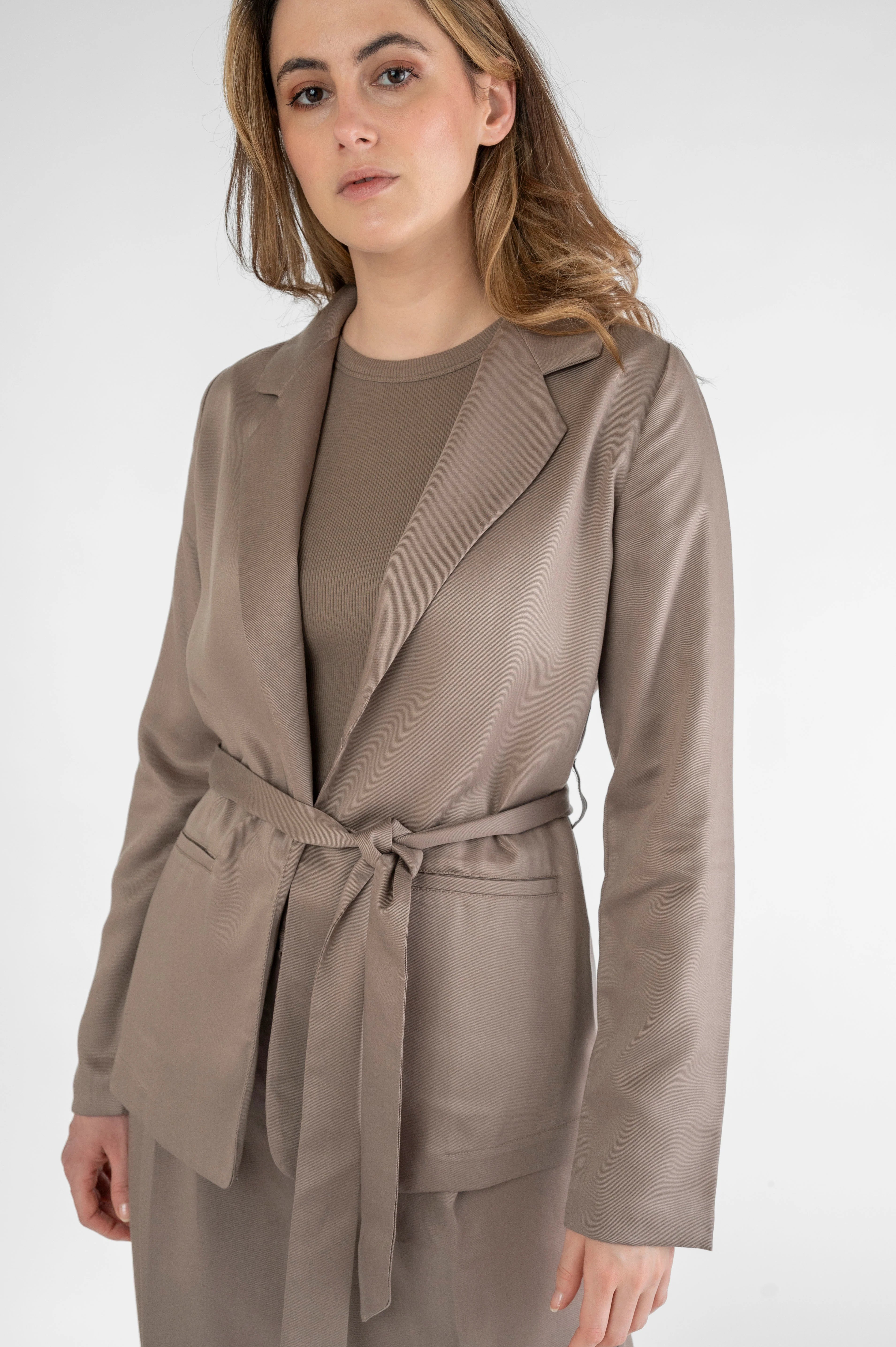 Lightweight Blazer Taupe Women's Trendy Jacket