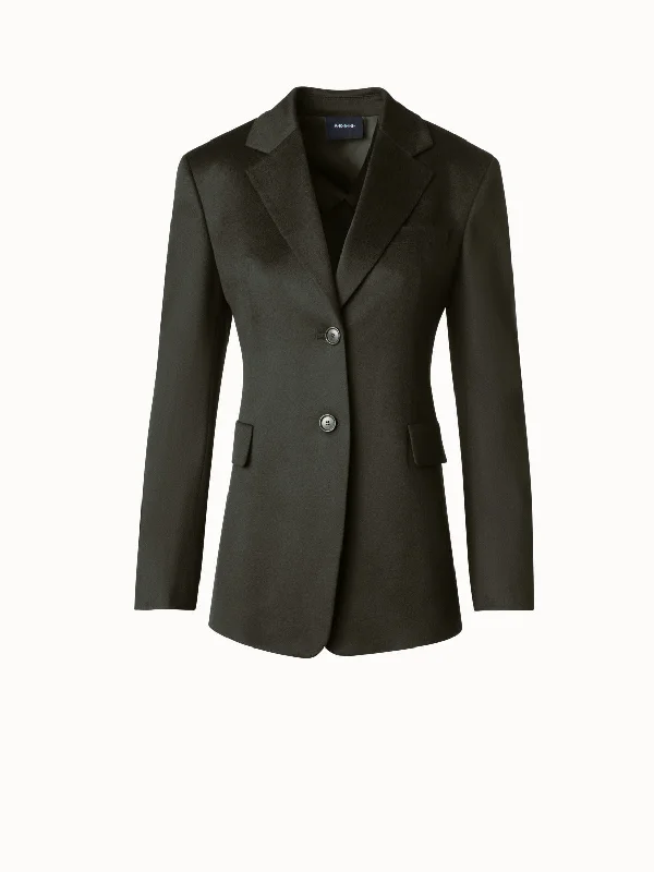 Long Blazer in Cashmere Flannel Women's Leather Blazer