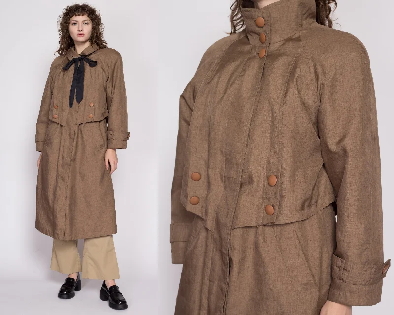 Medium 80s Brown New Wave Trench Coat Fashionable Padded Trench Coat