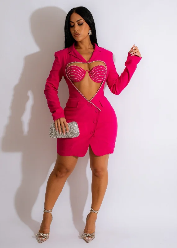 Meet And Greet Blazer Mini Dress Set Pink Women's Boutique Suit