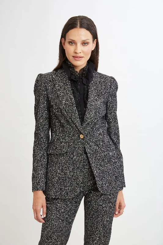Metallic Tweed Blazer Women's High-End Blazer