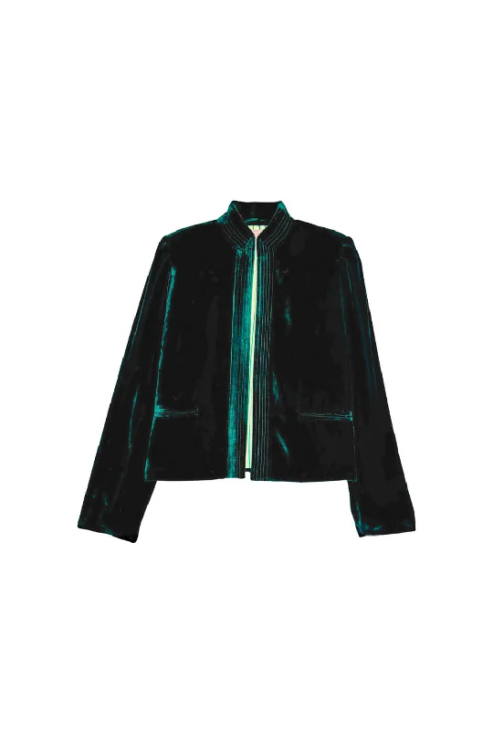 Mona Lee Blazer - Emerald Velvet Women's Handmade Blazer