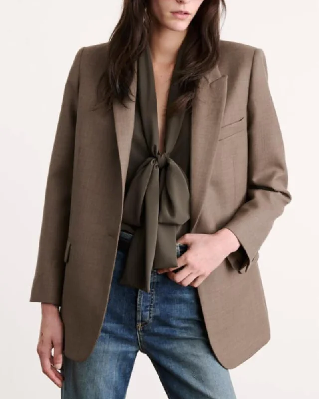 Nili Lotan - Diane Blazer in Taupe Grey Women's High-End Blazer