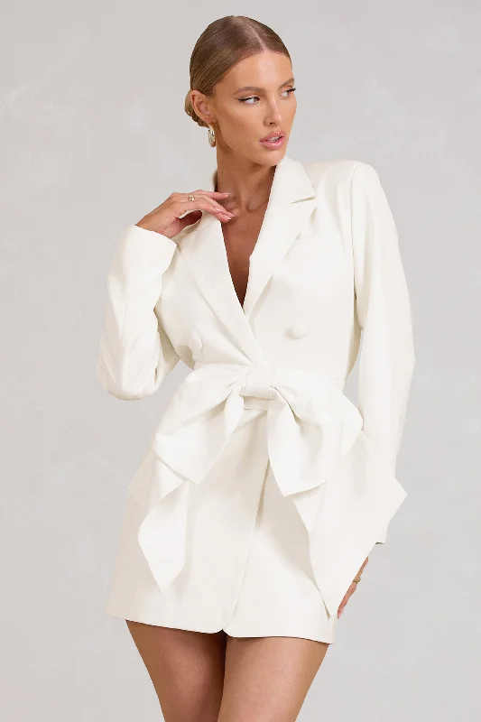 Prized | White Tailored Blazer Mini Dress With Bow Women's Classic Blazer