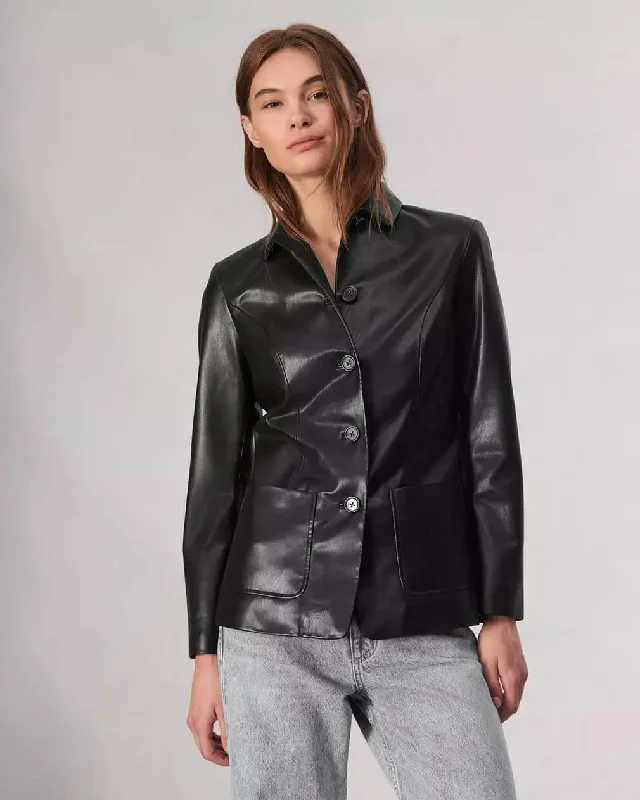 Rag & Bone - Drew Faux Leather Blazer in black Women's Fashion Blazer