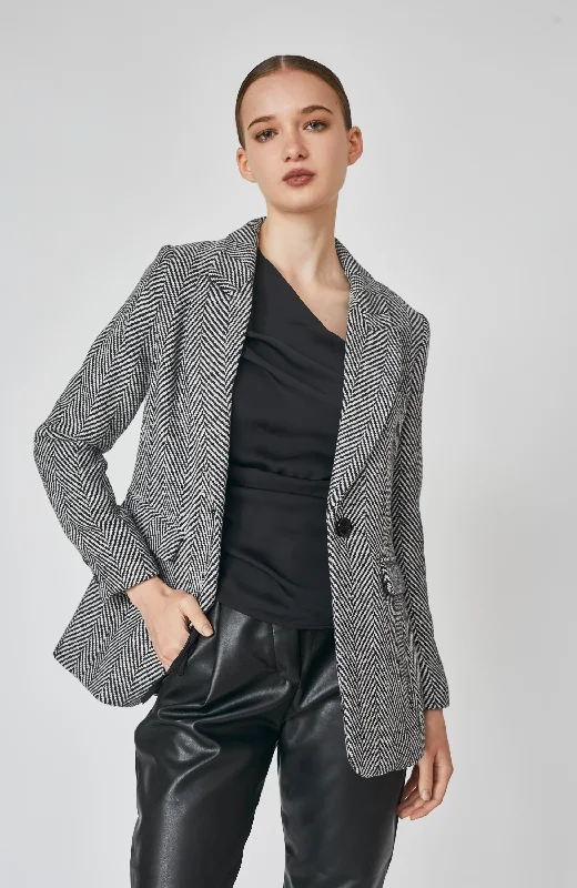 Deluc - Sasso Fishbone Blazer Plus Size Women's Coat
