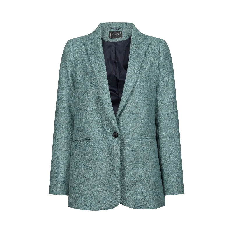 Sea Green Cara Donegal Tweed Blazer Women's Simple Blazer