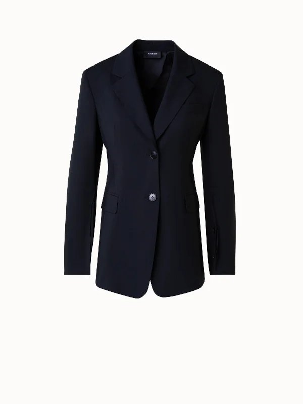 Single-Breasted Tailored Blazer in Wool Stretch Fashion Women's Blazer