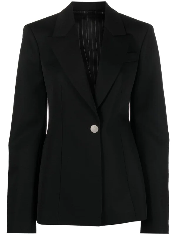single-breasted virgin wool blazer Women's Elegant Jacket