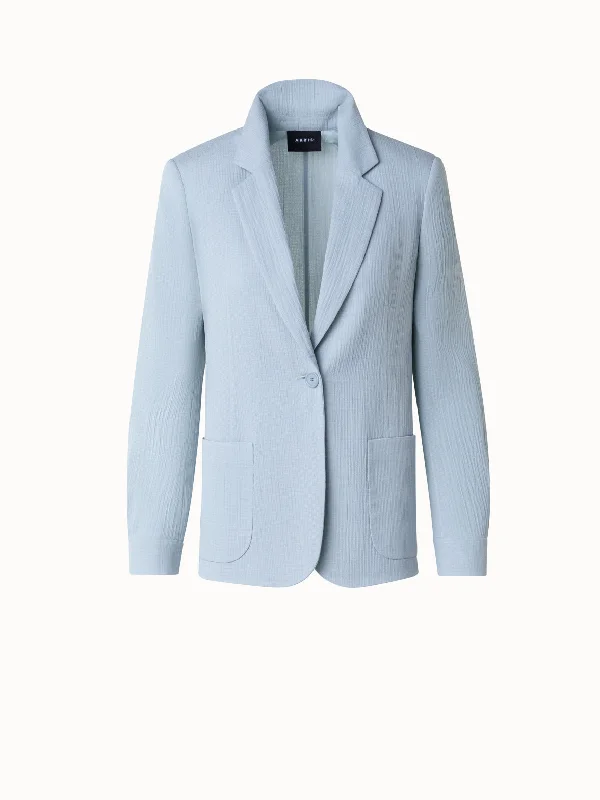 Structured Cotton Silk Double-Face Blazer Women's Premium Blazer