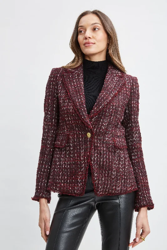 Tweed Single Button Blazer Women's Unique Blazer