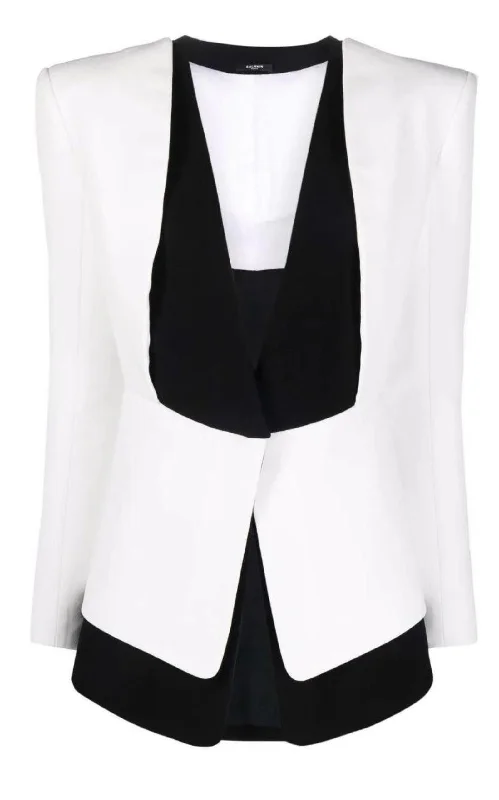 Two-tone Crepe Blazer Women's Vintage Suit