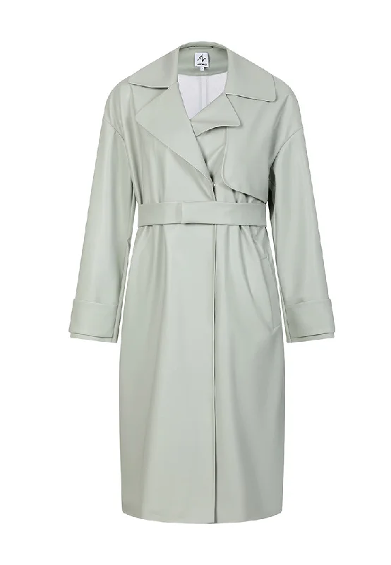 Vegan Leather Trench Coat Soft Waterproof Trench Coat