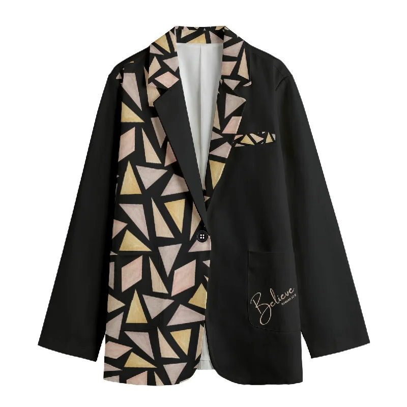 Women's BELIEVER Abstract Pattern Print Casual Leisure Blazer Women's Casual Suit