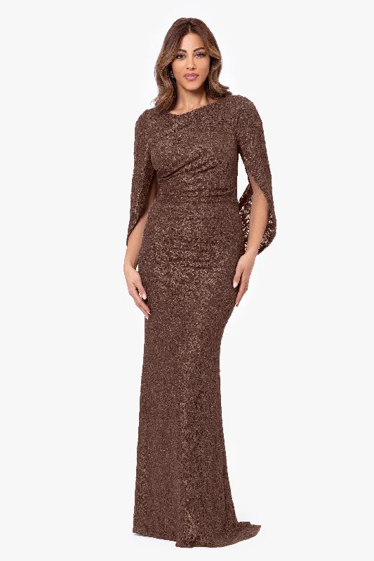 "Gina" Glitter Lace Cape Back Gown Tunics Review highly