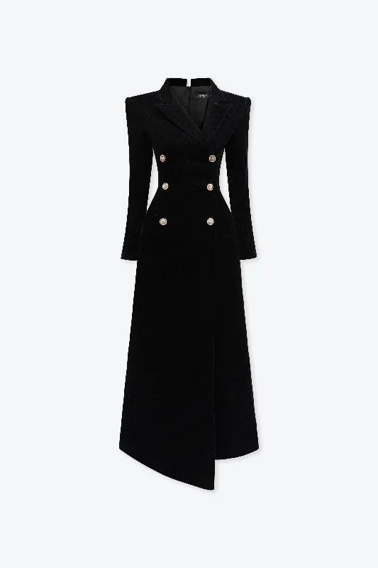 Caloria Velvet Trench Coat Chic Plaid Trench Coat