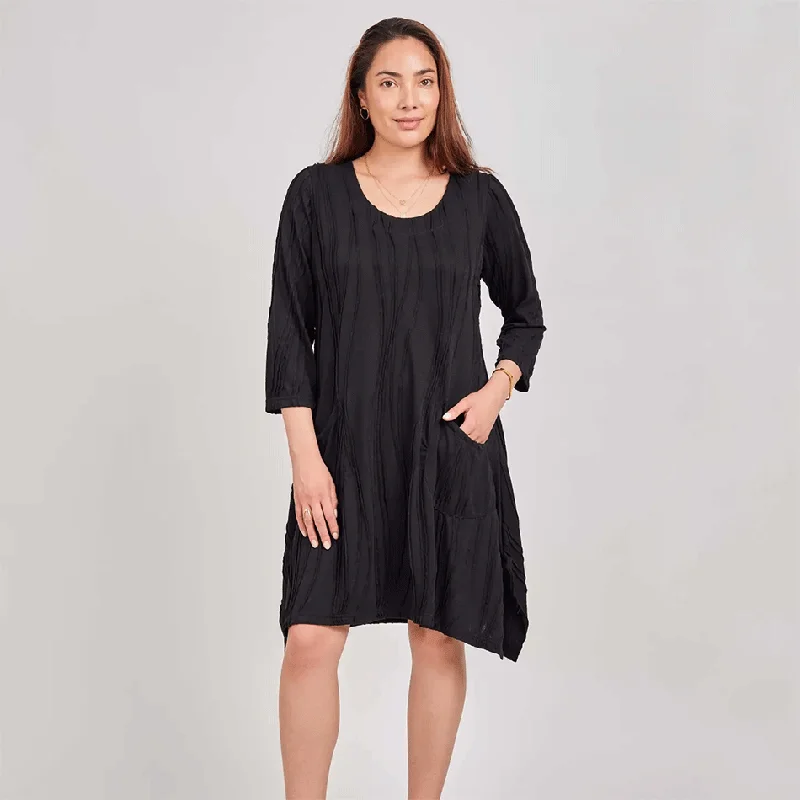 Cotton Stitch Pocket Dress - Black, Nepal Turtleneck Warm Winter