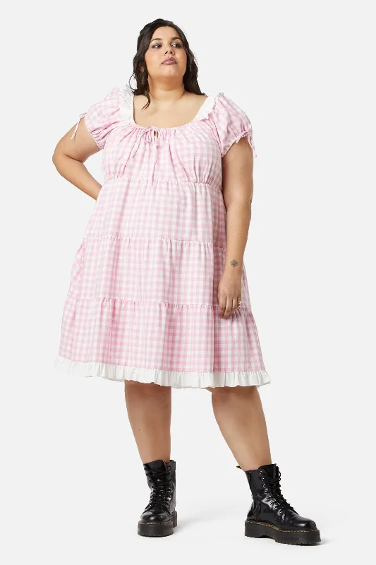 Curve Picnic Party Ruffle Dress Tunics Cozy comfortable