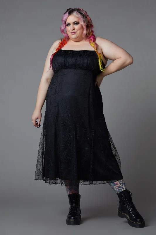 Curve Interwebs Mesh Dress Square Neckline Feminine