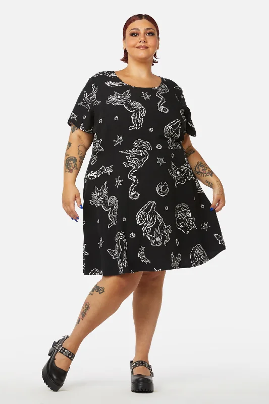 Curve Shadows Dress Tunics Yoga stretchy