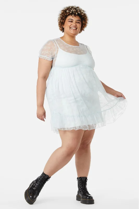 Curve Butterflies On The Wall Mesh Dress Tunics Evening elegant
