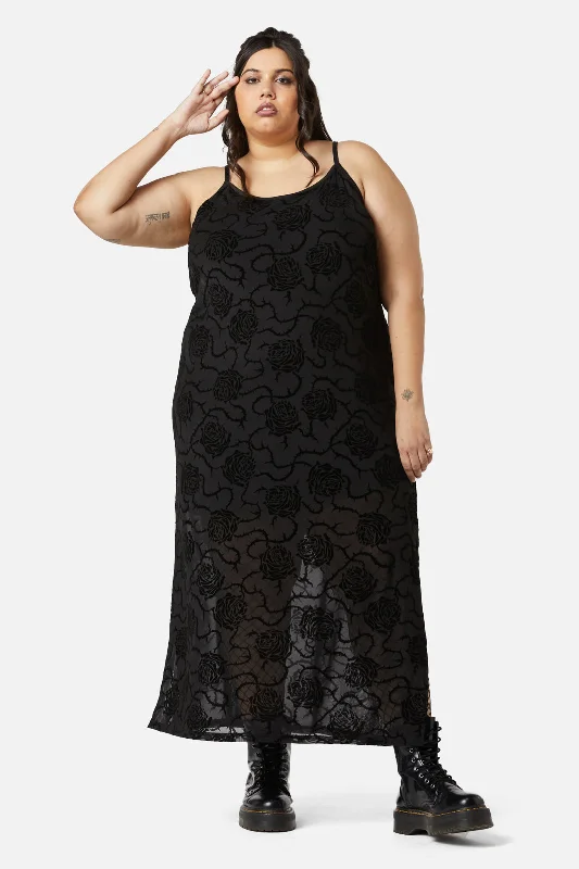 Curve Decaying Days Flock Mesh Dress Tunics Long Elegant