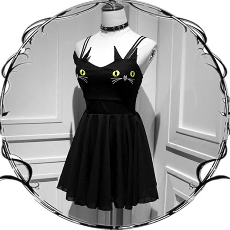 Cute cat embroidery dress skirt YV2090 Tunics Modern contemporary