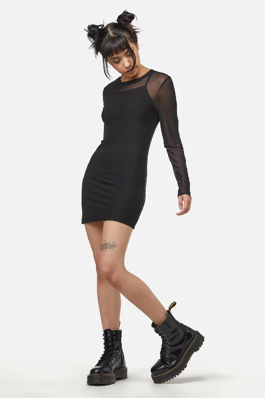 Hottest B Mesh Dress Cowl Neckline Elegant