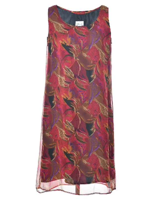 Leafy Print Shift Dress - M Tunics Yoga stretchy