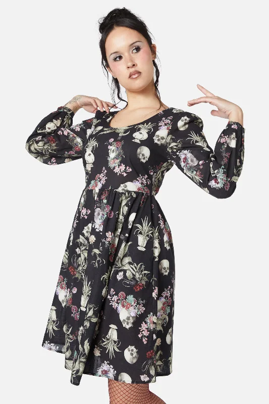 Memento Mori Printed Dress Tunics Fleece cozy