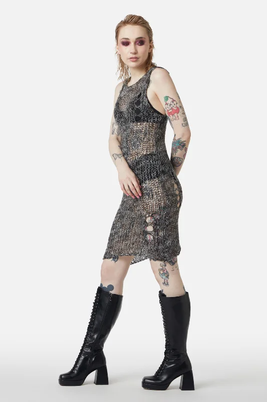 Misery Distressed Knit Dress Tunic Top Casual