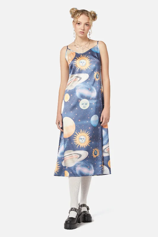 Moonlit Satin Dress Cowl Neckline Elegant